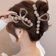 エレガントな椿のビーズヘアクリップ、大きなサイズ、髪のボリュームの多い女性向け、後頭部用の高級ヘアクリップ、シャーククリップヘアピン
