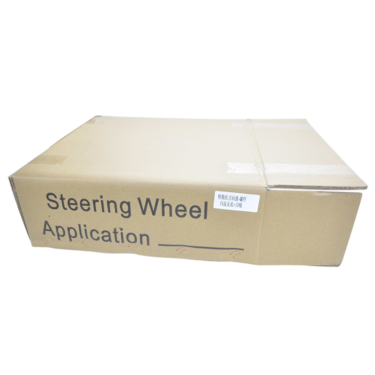 100% Real Carbon Fiber Black Steering Wheel with White Stitching and No Holes - For Tesla Model 3 Y - Modification