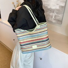 小清新編織托特包包女2024新款潮大容量百搭草編包夏季休閒單肩包
