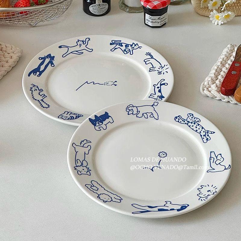 Korean Simple Ins Breakfast Plate Anime Graffiti Kitten Brunch Plate Dessert Cake Plate Cute One Person Food Korean Simple Ins Breakfast Plate Anime Graffiti Kitten Brunch Plate Dessert Cake Plate Cute One Person Food