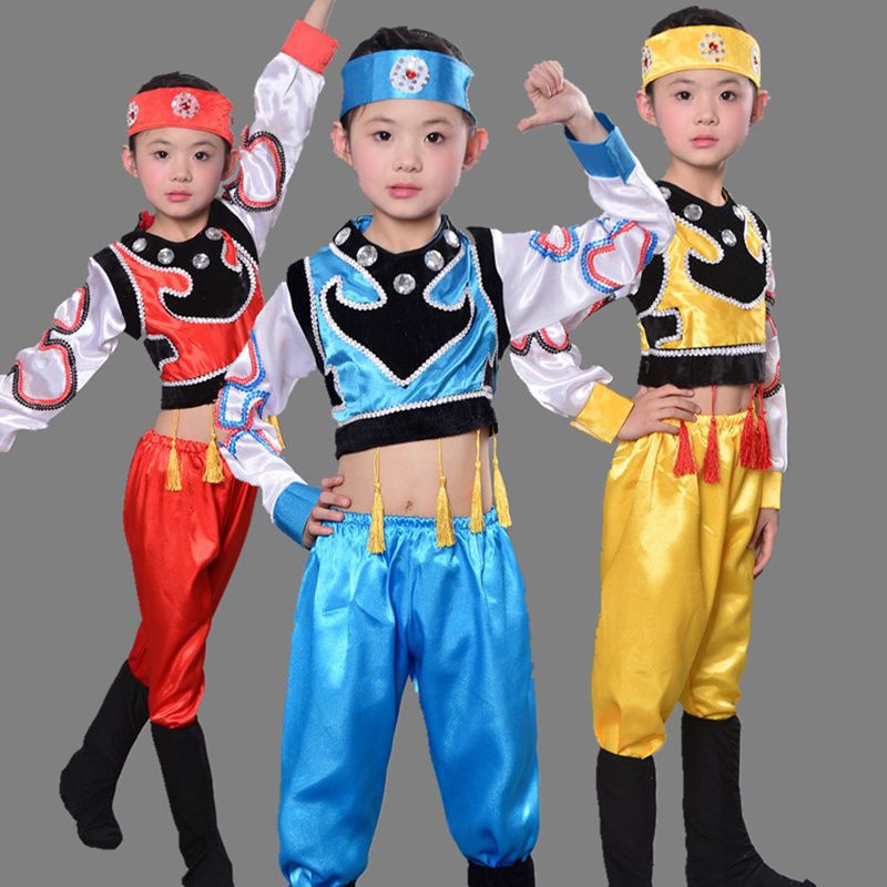少儿少数民族演出服儿童表演服装蒙古族藏族舞蹈男童女童表演服饰