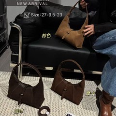 小众设计真皮麂皮绒法棍包包女2025秋冬新款腋下时尚单肩斜挎小包