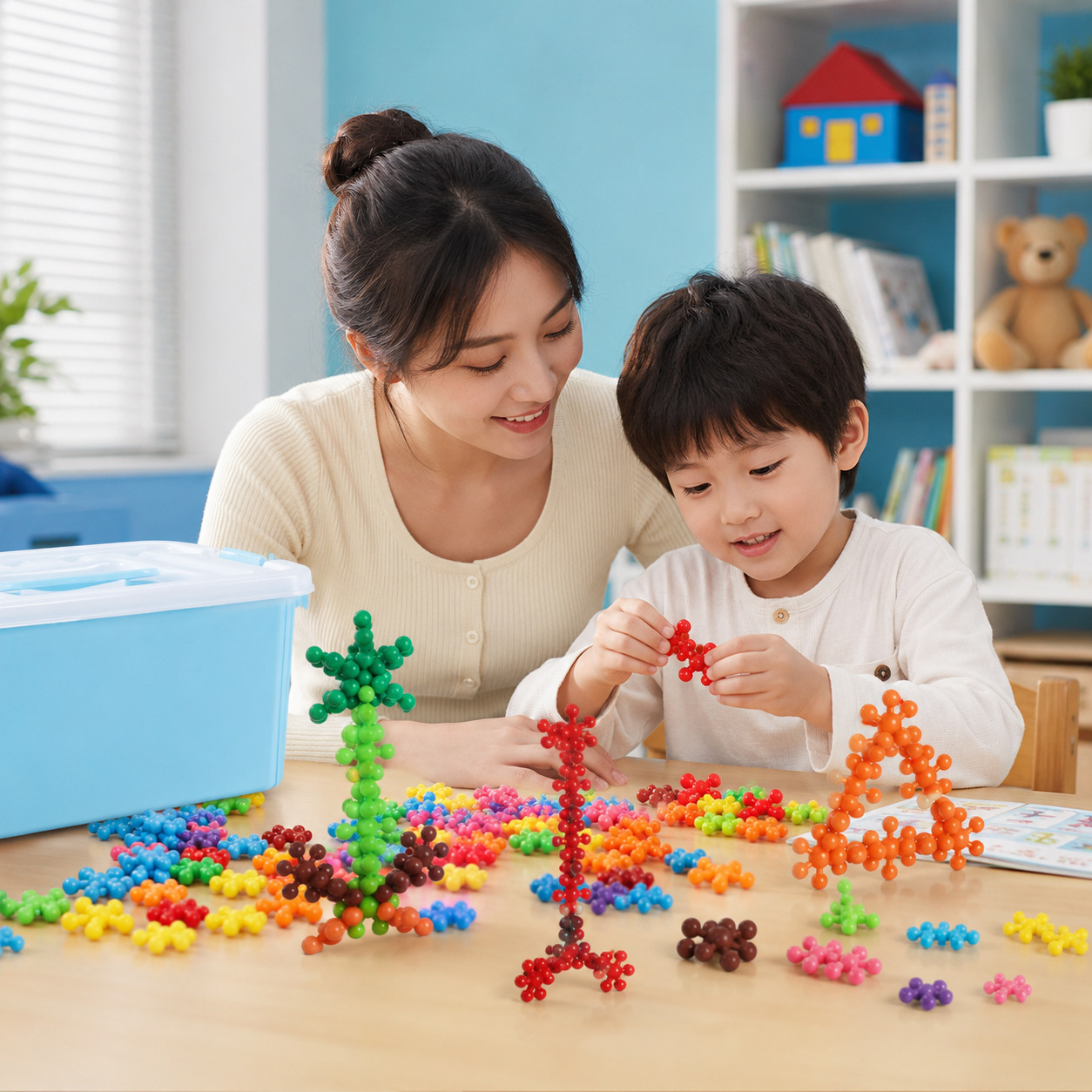 Jardín de infantes de ciruela bloques de construcción snowflake materiales ecológicos niños de 3 - 6 años de edad juguetes de ensamblaje de puzzle