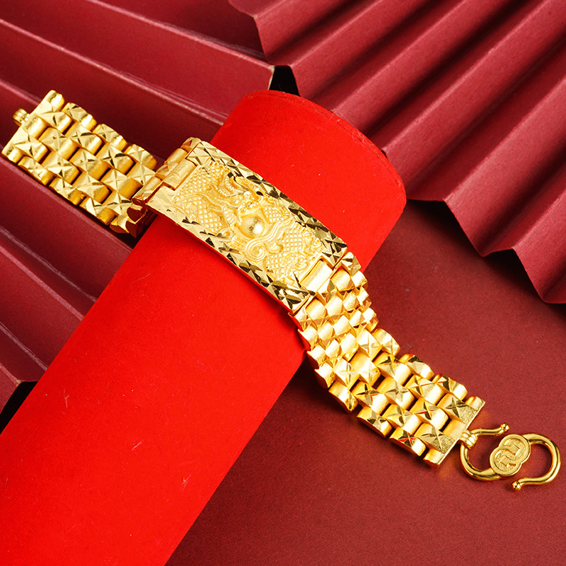 Vietnam Shajin Dragon Brand Bracelet Copper Gold Plated Niche All-match Aggressive Leading Watch Chain Boss Chain Factory Direct Supply