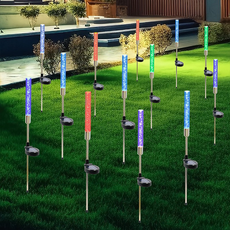 LED solar al aire libre lámpara de caña luminosa lámpara decorativa de césped colorida acrílica burbuja varilla lámpara de paisaje image 3