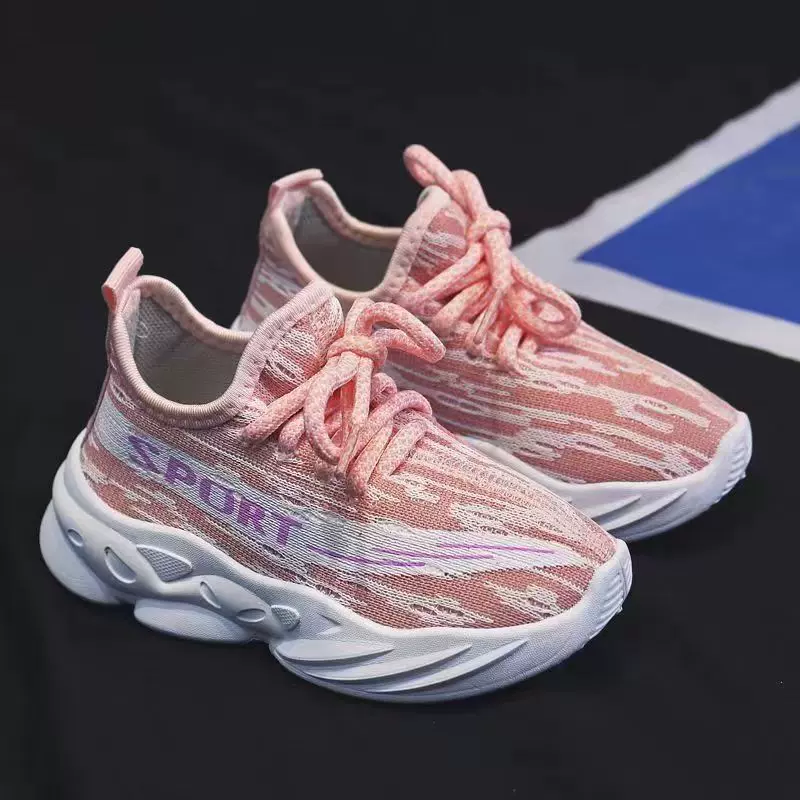 潮流运动鞋男春秋新款2025女童椰子鞋男童飞织跑步鞋一脚蹬童鞋