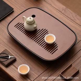 Melamine Bamboo Dry Tea Tray Household Kung Fu Tea Set Tray Yuanshan Walnut Color Bamboo Small Tea Tray Tea Table Wholesale