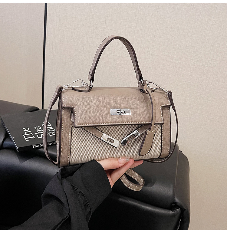 Bolsos para mujer 2025 nuevo estilo transfronterizo costura de color en contraste bolso Kelly de mano moda de alta gama bolso de mensajero de un solo hombro