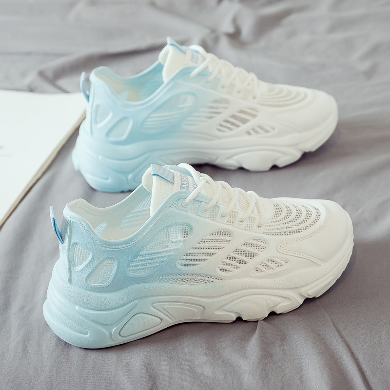 2024 Spring and Summer New Mesh Hollow Torre Shoes Women's Breathable Thin Sports Casual White Shoes Explosive Summer
