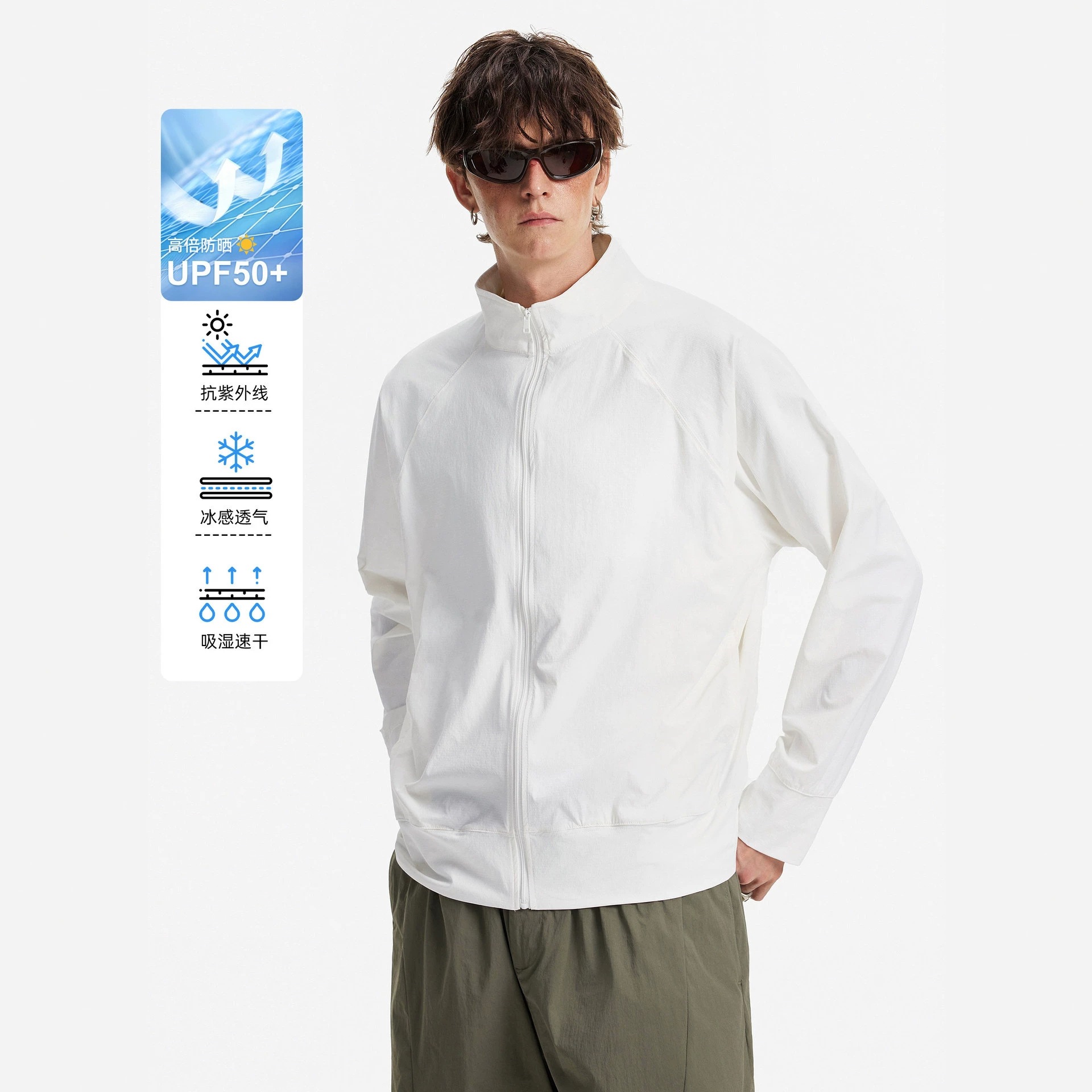 UPF50+插肩长袖立领防晒衣男夏季外套薄款户外透气凉感速干防晒服