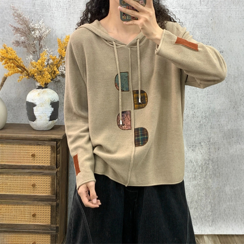 2026 Autumn New Collection: Vintage Patchwork Floral Appliqué Distressed Sweater, Loose-Fit Hooded Pullover Top for Women 2026 Autumn New Collection: Vintage Patchwork Floral Appliqué Distressed Sweater, Loose-Fit Hooded Pullover Top for Women