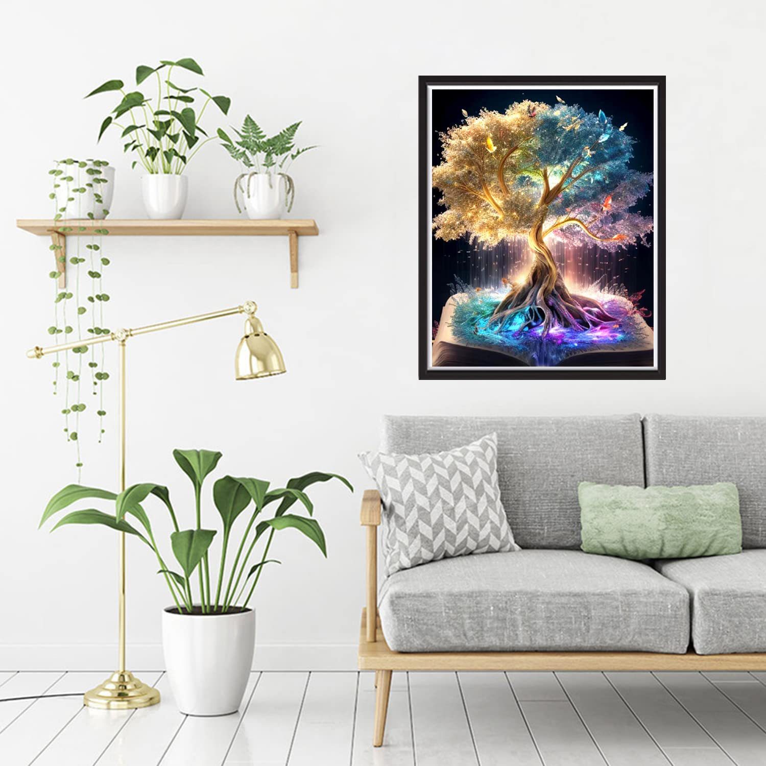 Venta caliente 5d diamante pintura diamante completo DIY diamante redondo vida árbol diamante bordado colgante pintura diamante pegatinas sala de estar pintura decorativa