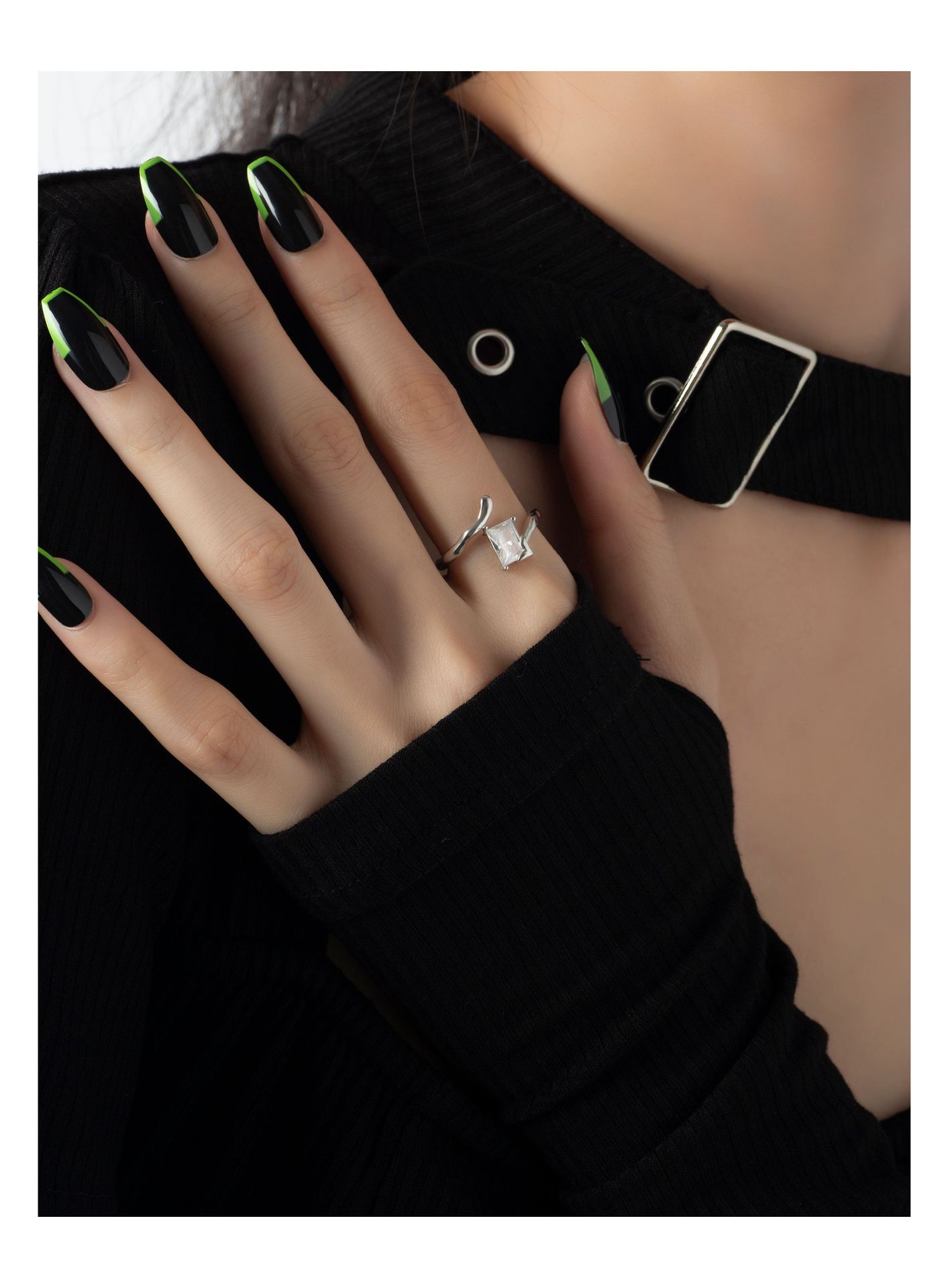 Simple Style Geometric Copper Plating Zircon Open Ring