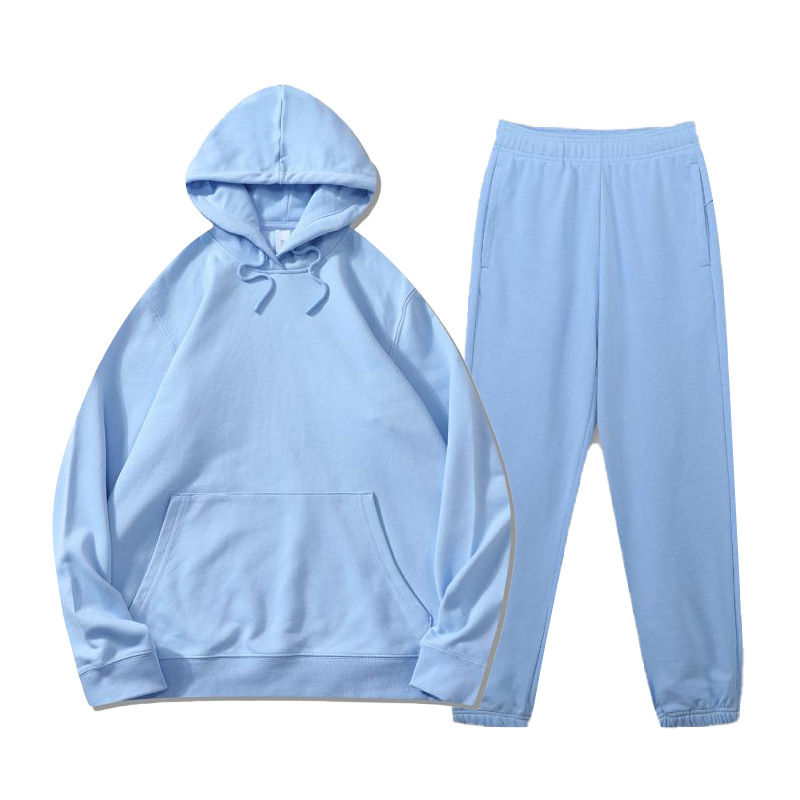 Otoño e invierno nuevo europeo y americano de dos piezas transfronteriza casual deportes con capucha sueltos suéter pantalones traje impreso logotipo