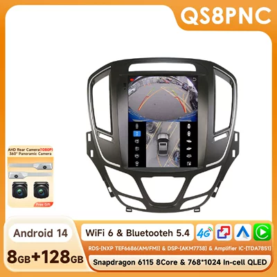 DVD Navigation: Android Navigation Gps - with-360-camera-8128g-wifi4g-version-6115-carplay-eight-core-97inch-suitable-for-14-18-buick-regalomega-insignia