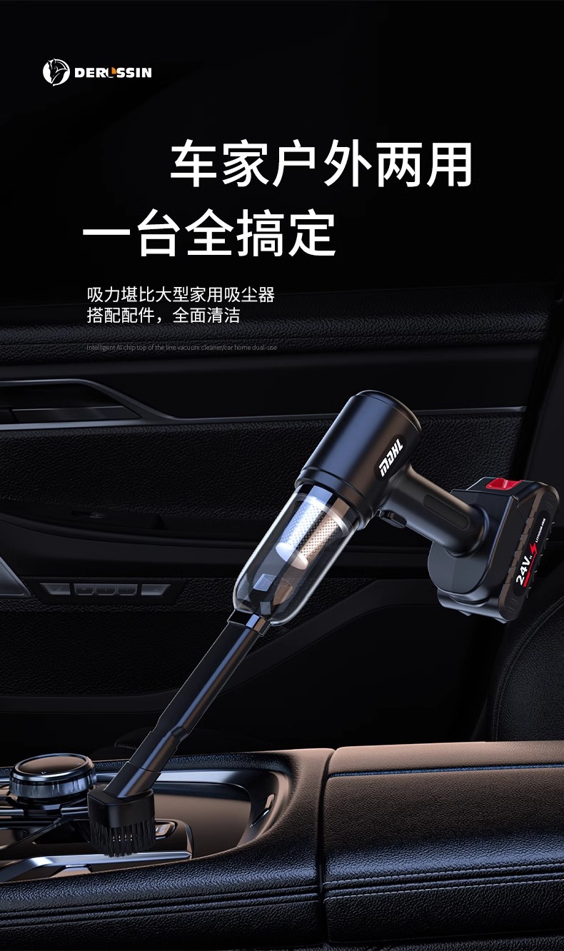 Car Vacuum Cleaner, Lithium Battery, Handheld, Small, Super Powerful, Wireless Charging, Dual-Purpose for Home Use, Suction and Blowing, High Suction Power for Car Interior
