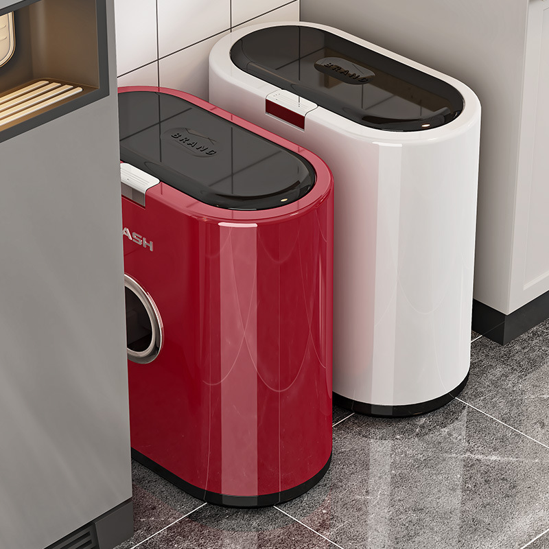 Narrow Gap Trash Can for Home Kitchen and Bathroom, Press-Type with Lid, Large Capacity, Dual Bin, Anti-Odor, Creative Storage Narrow Gap Trash Can for Home Kitchen and Bathroom, Press-Type with Lid, Large Capacity, Dual Bin, Anti-Odor, Creative Storage