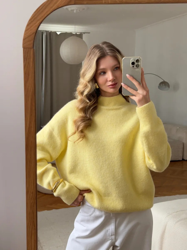 Свитер трикотажный Amazon ソリッドカラー プルオーバー ラウンドネック セーター 女性用|undefined