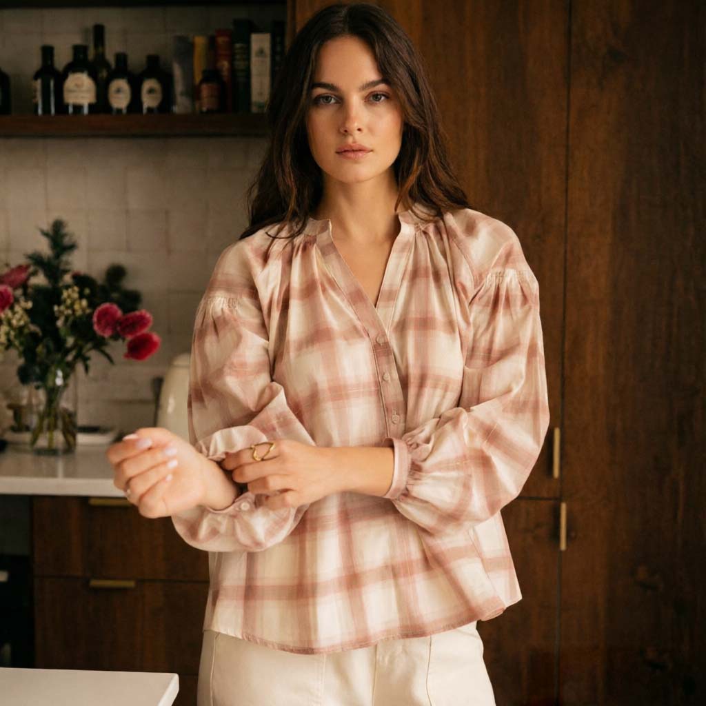 Primavera y otoño camisa retrógrada francesa de estilo de mujer suelta v-collar camisa de mangas largas de comercio exterior de mujeres