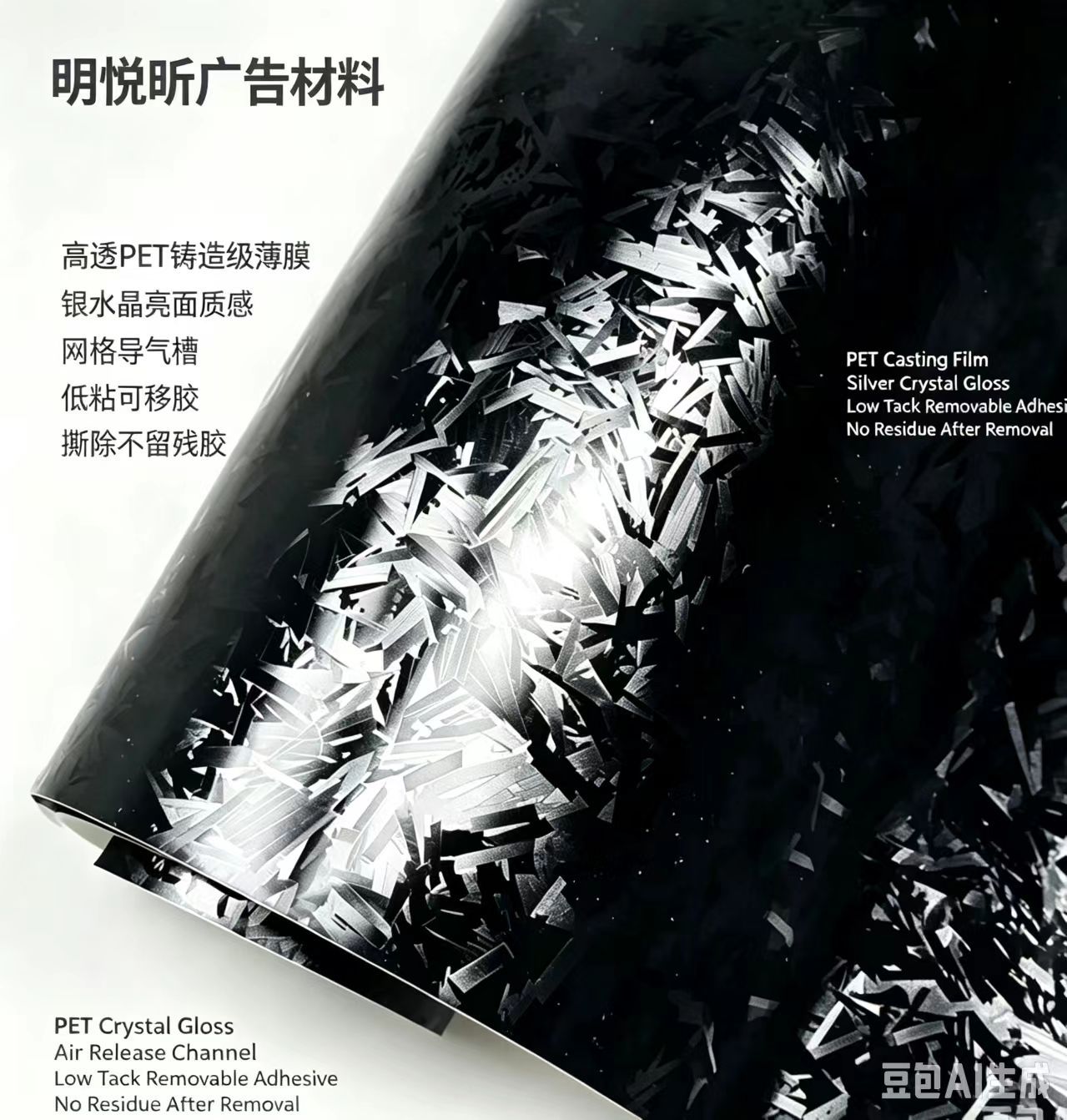 Black carbon fiber car modification film 5ftx1ft with air release layer, matte forged black modification color change film