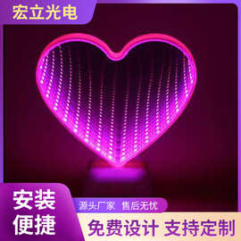 LED造型灯隧道效果3D镜面灯白云圣诞树五角星菠萝灯带电池小夜灯