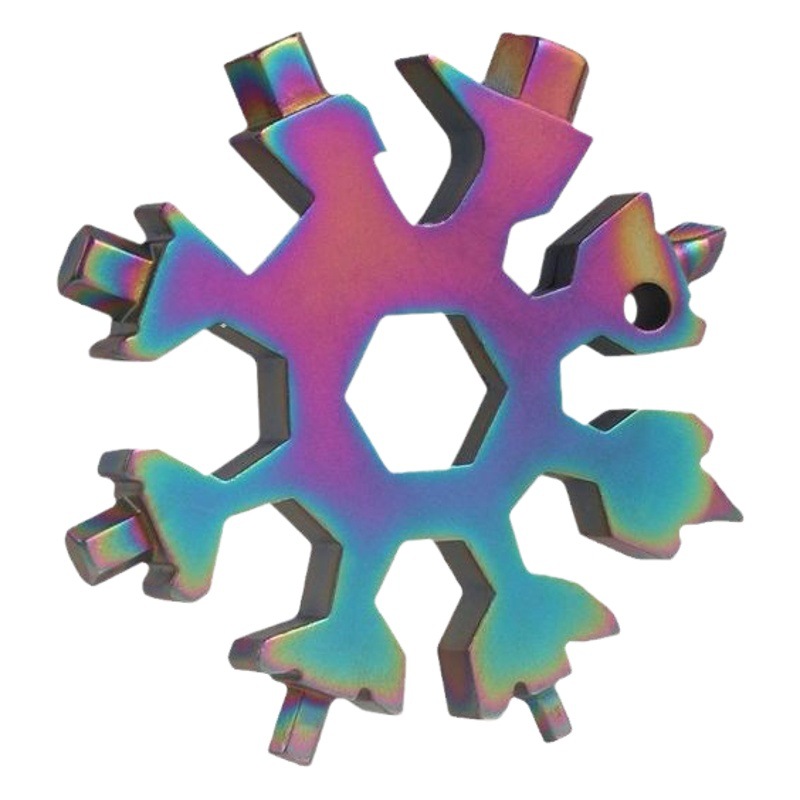 Multifuncional llave de copo de nieve octogonal destornillador manual herramienta portátil al aire libre 18-en-un traje de llave portátil