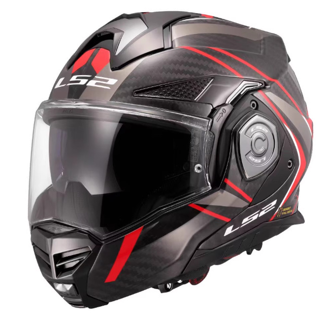 LS2 casco de la motocicleta de fibra de carbono trasero Flip exposición casco de doble lente de Los Hombres Cuatro Estaciones universal certificación 3C FF901