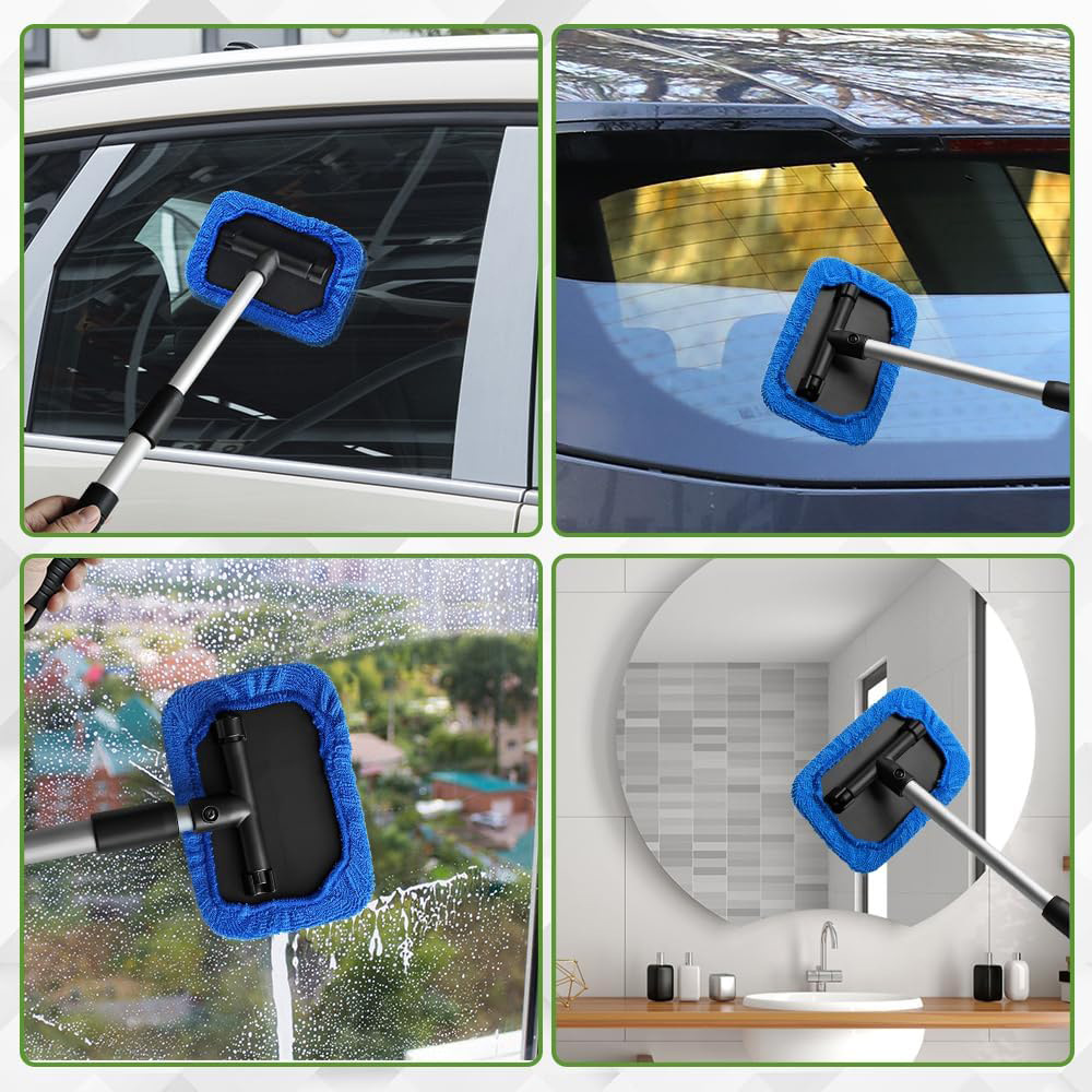 Cross-Border Labeling Square Car Windshield Defogging Cleaning Brush Factory Wholesale Microfiber Window Brush Set