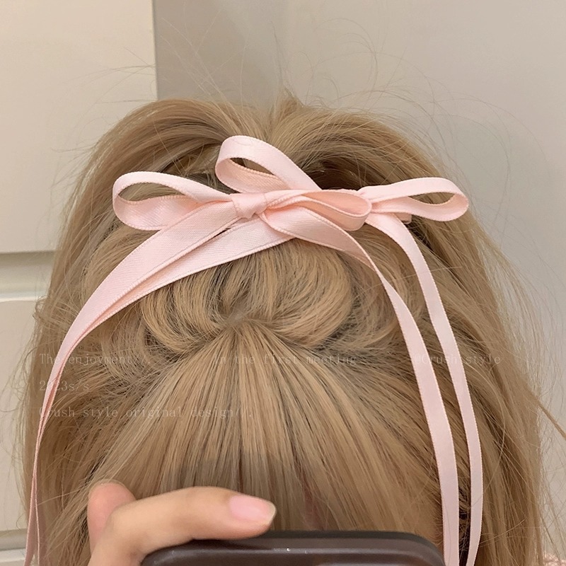 Ballet Style Double Bow Barrettes Korean Long Streamer Sweet Ribbon Braided Hair Headwear Versatile Multi-Color Hairpin display picture 5