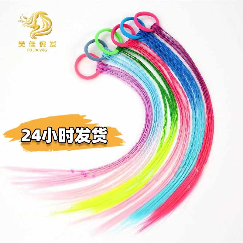 Детские разноцветные плетеные парики-хвостики от производителя по выгодным ценам, двойные хвостики.
