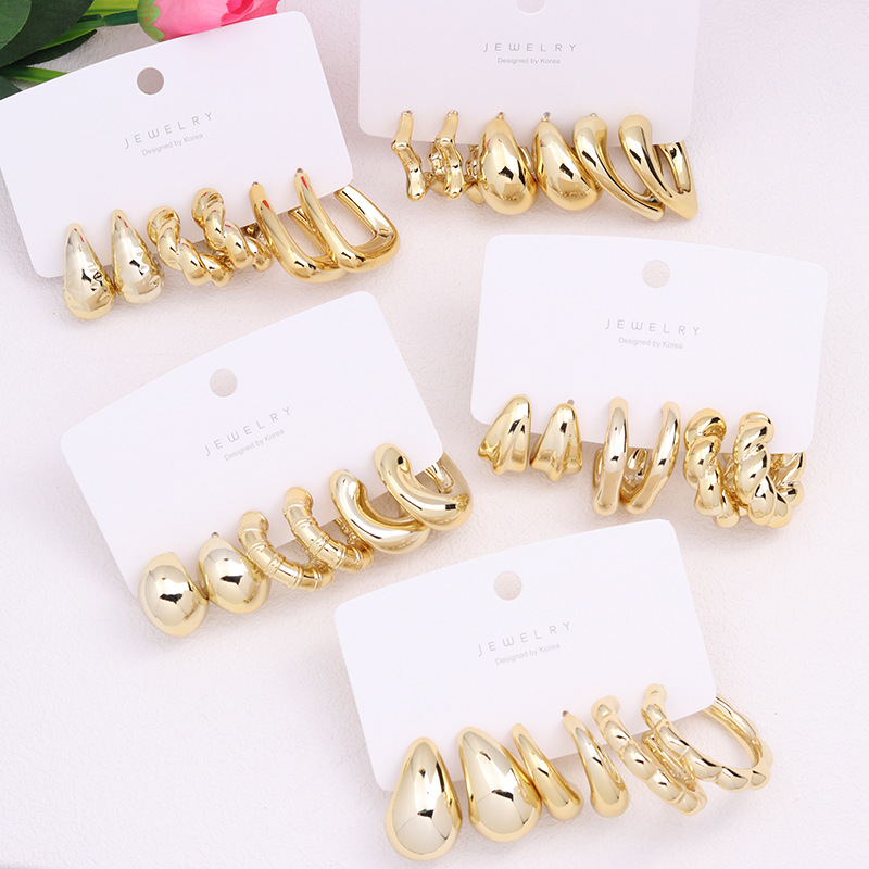 Acrylic Material 3 Pairs Simple Style Commute Geometric Plating Arylic Ear Studs