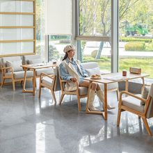 连锁奶茶店桌椅组合日式简约洽谈实木椅甜品咖啡休闲餐厅双人沙发