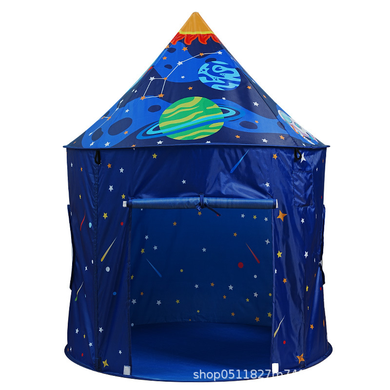 Mayorista tiendas de niños cohetes castillo casa de juegos mochila juegos de interior azul estrella tienda