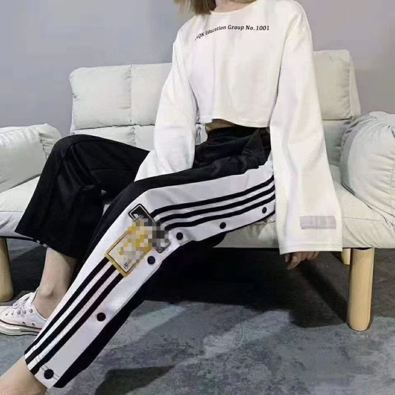 高バージョンのメンズバスケットボールトレーニングスウェットパンツ春夏ルーズストレートレッグパンツサイドオープンボタンブレストパンツ女性用|undefined