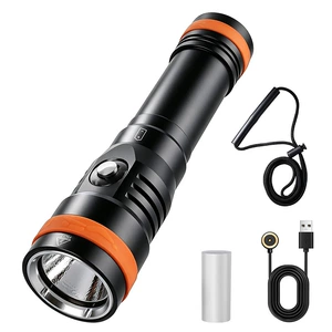 New Cross-Border Magnetic Charging Diving Flashlight with Green Laser for Underwater Guidance, Training, and Photography Lighting