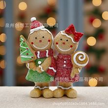 跨境圣诞饼干人摆件欧式创意树脂装饰桌面客厅圣诞节氛围礼物摆件