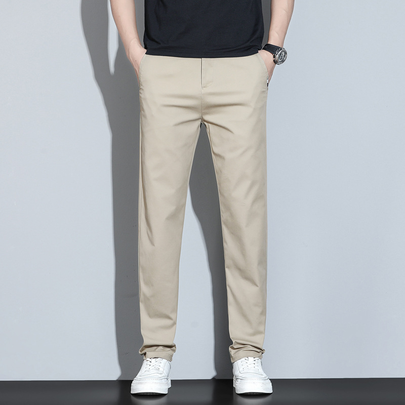 Men's casual trousers, trendy and versatile, slim fit, Korean style, solid color, simple, loose, straight leg.
