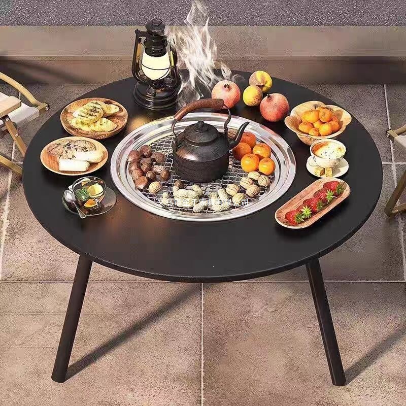 Tea Brewing and Fire Pit Set, Complete Barbecue Grill, Household Charcoal Grill, Winter Gathering Table