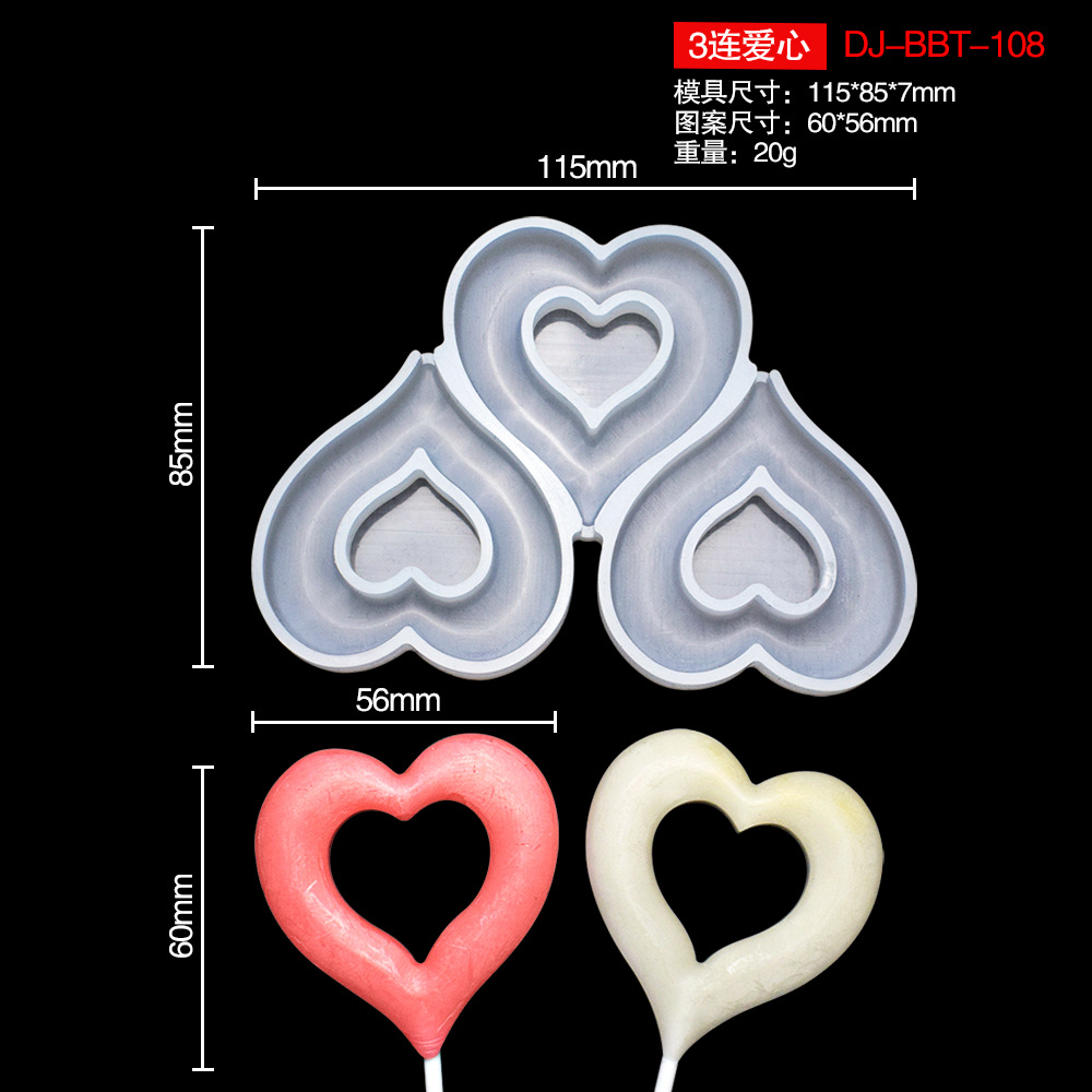 Epoxy molde día de san valentín anillo de diamantes amor tridimensional rose garland lollipop queso palo molde chocolate molde de silicona