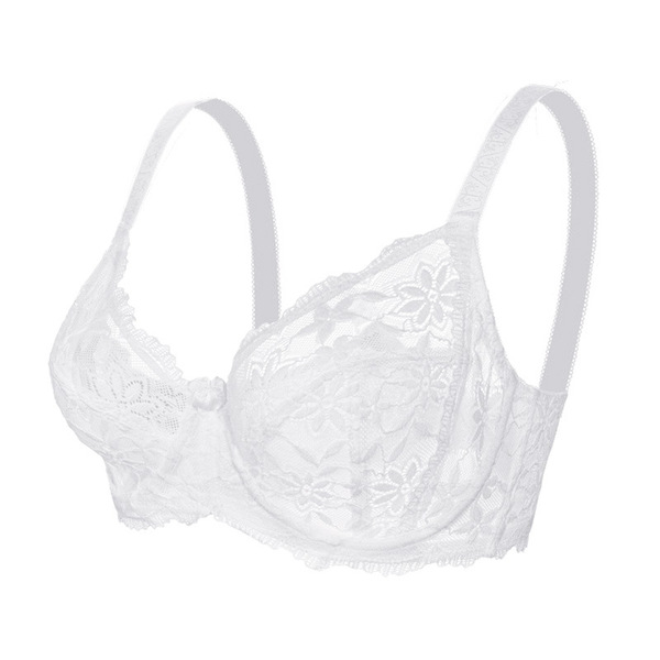 Cross-border European and American lace bra with steel ring thin cotton-free cup comfortable breathable upper support adjustable sexy underwear for women