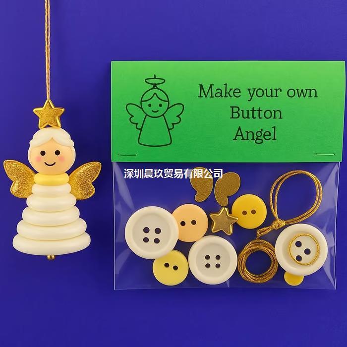 新款 DIY Button Snowman Ornament Kit DIY纽扣雪人装饰套件|undefined