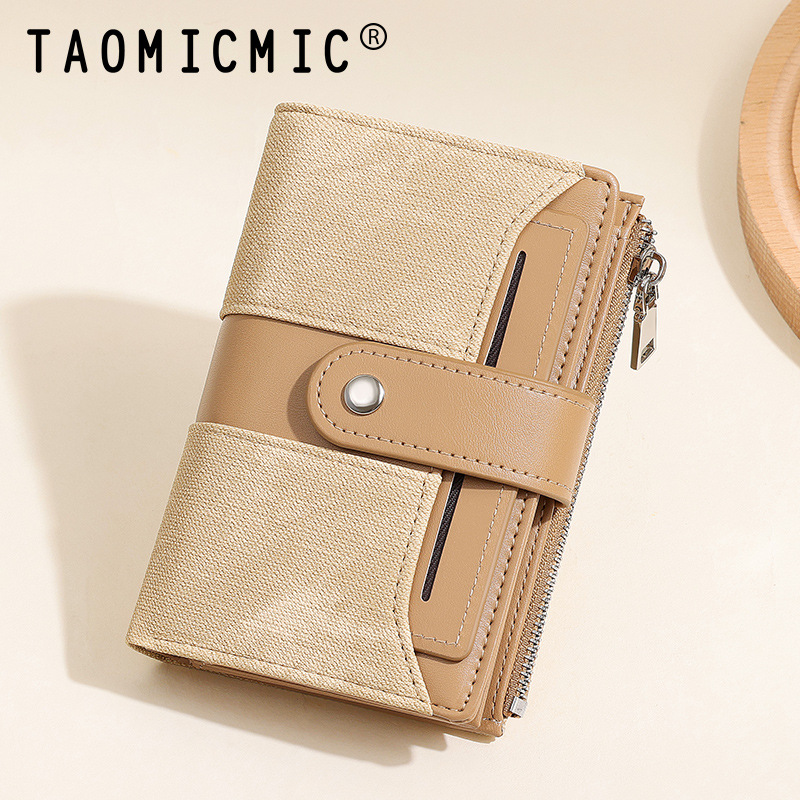 Gradient Color-Blocking 80% off Women's Wallet Cross-Border Denim Pattern Color-Blocking Large-Capacity Loose-Leaf Snap Card Holder