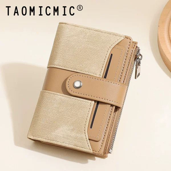 Gradient Color-Blocking 80% off Women's Wallet Cross-Border Denim Pattern Color-Blocking Large-Capacity Loose-Leaf Snap Card Holder