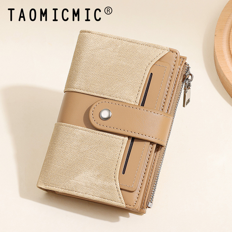 Gradient Color-Blocking 80% off Women's Wallet Cross-Border Denim Pattern Color-Blocking Large-Capacity Loose-Leaf Snap Card Holder