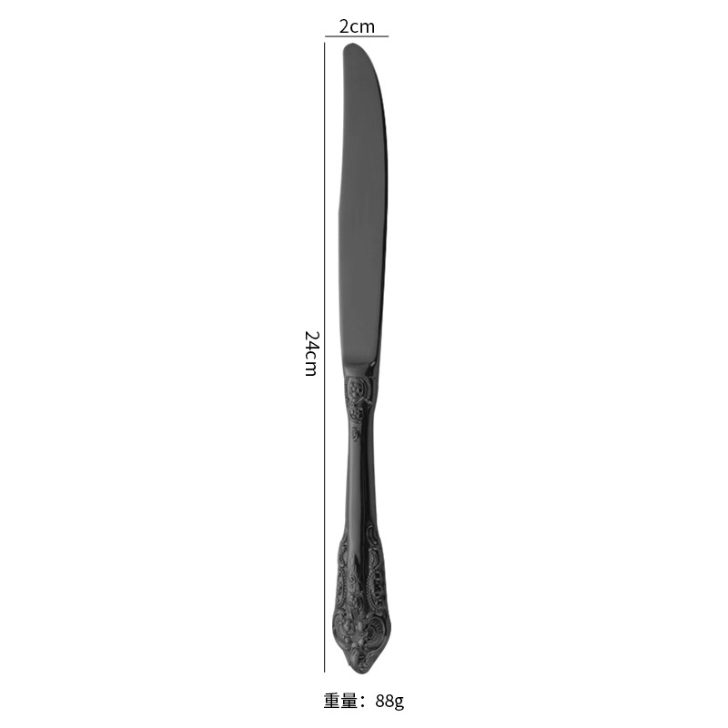 Cuchillo, tenedor y cuchara de corte transfronterizo Traje de vajilla occidental Cuchillo y tenedor de filete de acero inoxidable 304 Juego de 4 piezas de tenedor y cuchara de postre de restaurante occidental