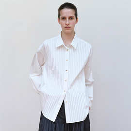 m**ndal 白色衬衫女2025秋冬新款小众设计师款韩版长袖衬衣女上衣