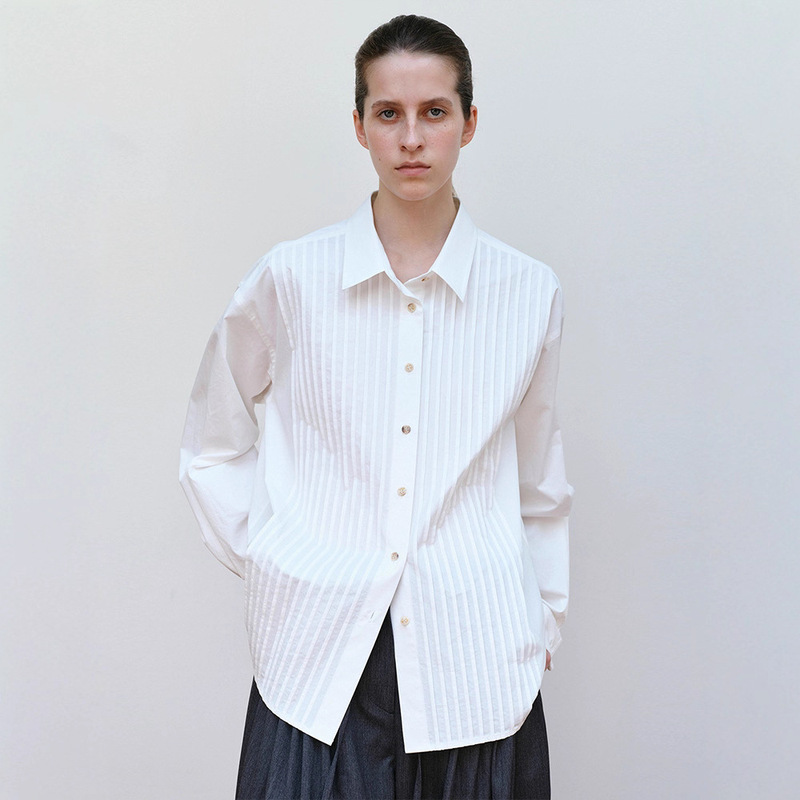 M**Ndal White Shirt for Women 2025 Autumn and Winter New Niche Designer Style Korean Version Long-Sleeved Shirt Women's Top