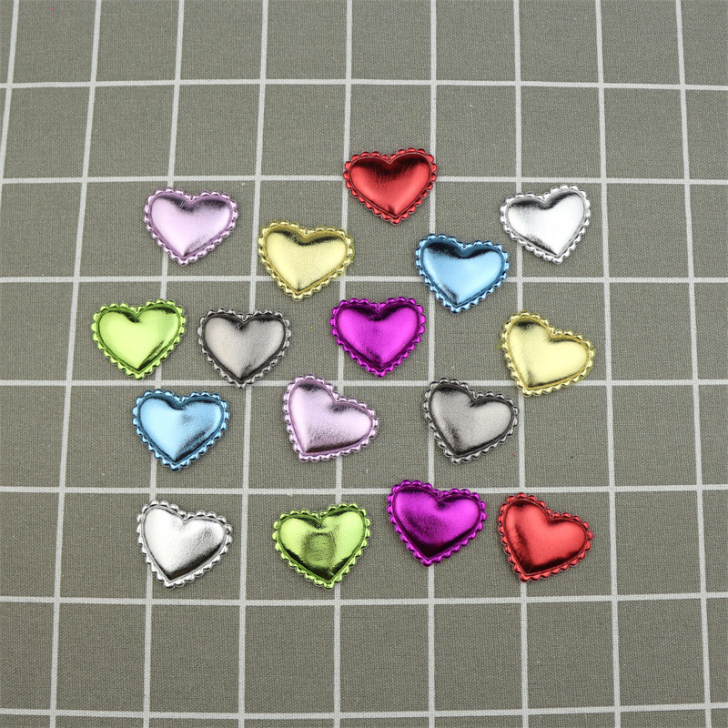 PU皮革花邊愛心壓花 心形diy髮飾飾品手工裝飾材料 服裝輔料配件