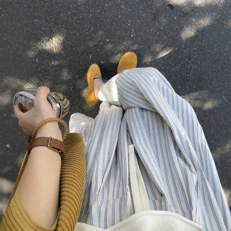 Old Money Style Drapey Floor-Length Thick Striped Loose High-Waisted Wide-Leg Straight Pants for Women Trendy 2026 Summer New Model Old Money Style Drapey Floor-Length Thick Striped Loose High-Waisted Wide-Leg Straight Pants for Women Trendy 2026 Summer New Model