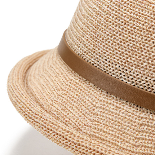 Linen Hat for Women Summer Sun Protection Thin Model Mother Hat Round Top Fisherman Hat Fashion Versatile Sunshade Beach Small Gift Hat